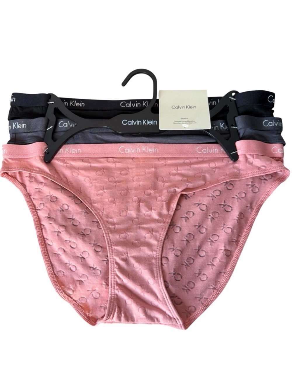 CALVIN KLEIN New Bikini Brief 3 Pack Carousel Microfiber Cotton Pink Grey Medium